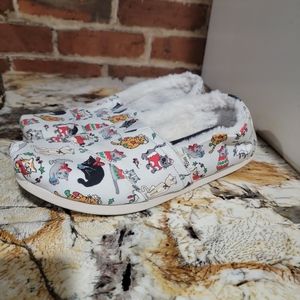 TOMS Slip On Shoes Holiday Christm Cats, Women’s Sz 9.5✨
